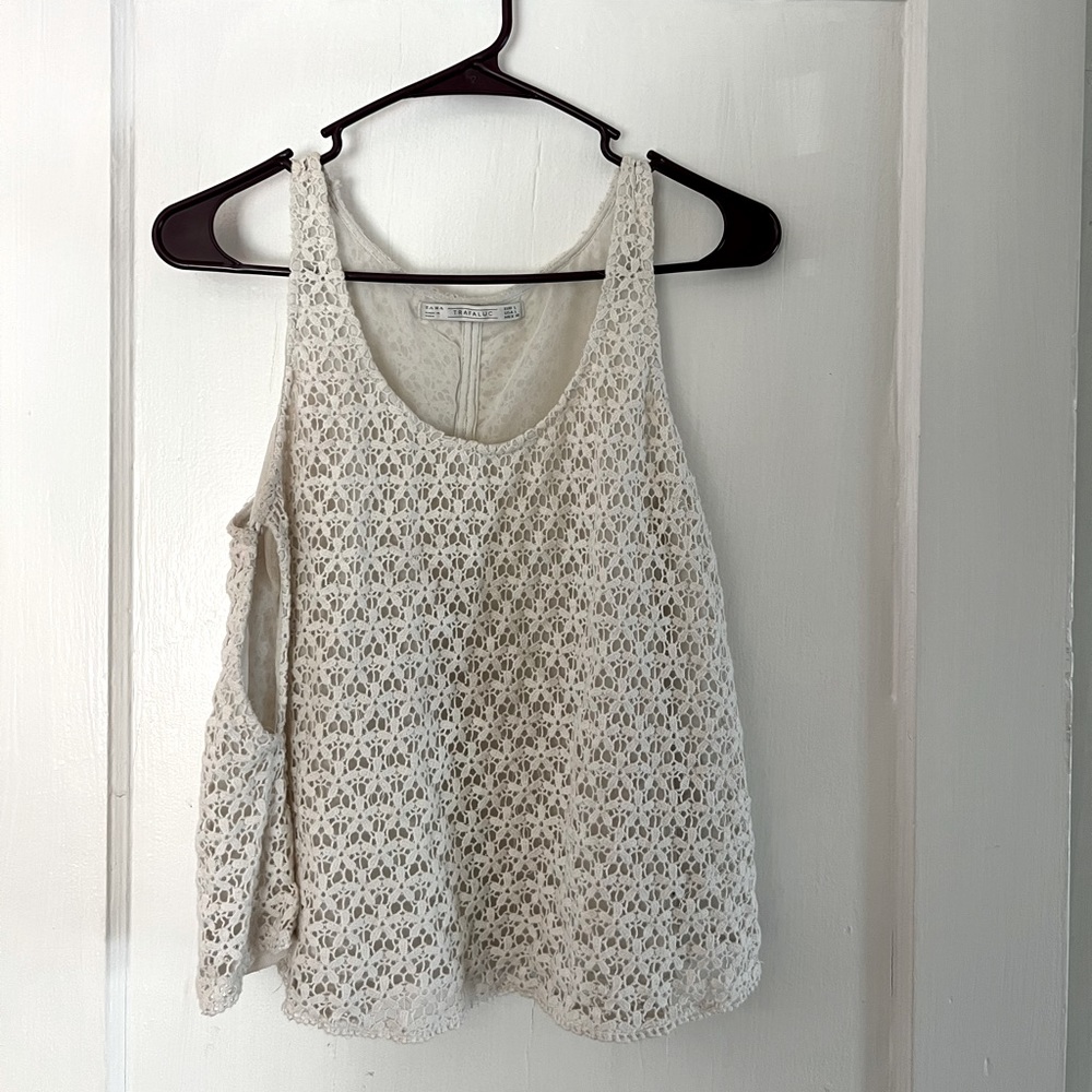 L ZARA floral tank top